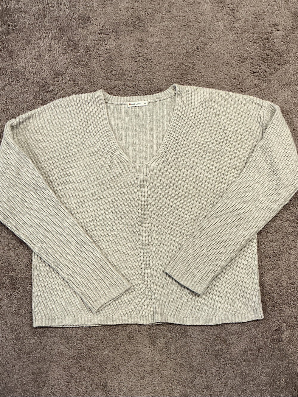 Marine Layer Women's V-Neck Sweater in Light Gray